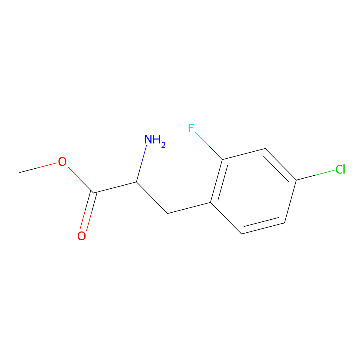Methyl (R)-2-amino-3-(4-chloro-2-fluorophenyl)propanoate molecular structure, CAS 1213043-77-6