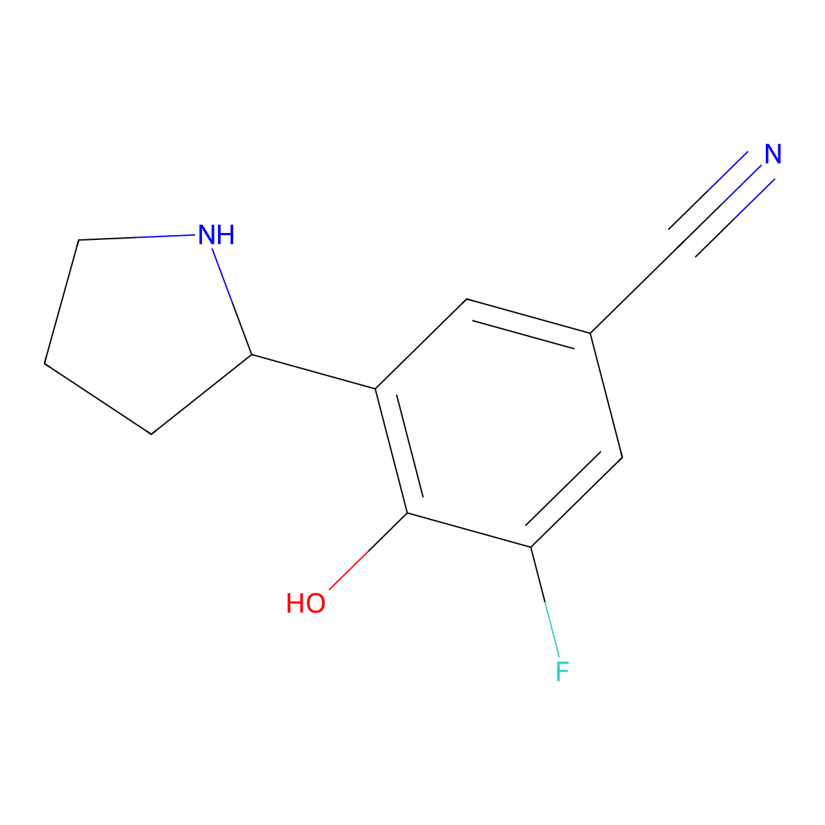(R)-3-Fluoro-4-hydroxy-5-(pyrrolidin-2-yl)benzonitrile molecular structure, CAS 1213044-14-4