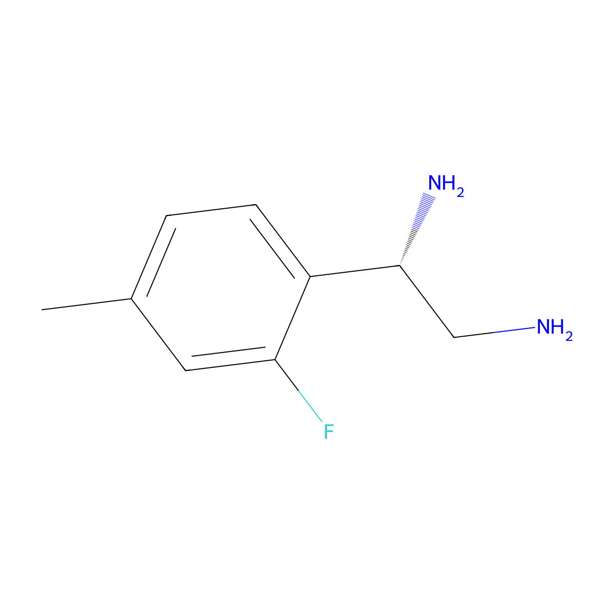 (1S)-1-(2-fluoro-4-methylphenyl)ethane-1,2-diamine molecular structure, CAS 1213044-33-7