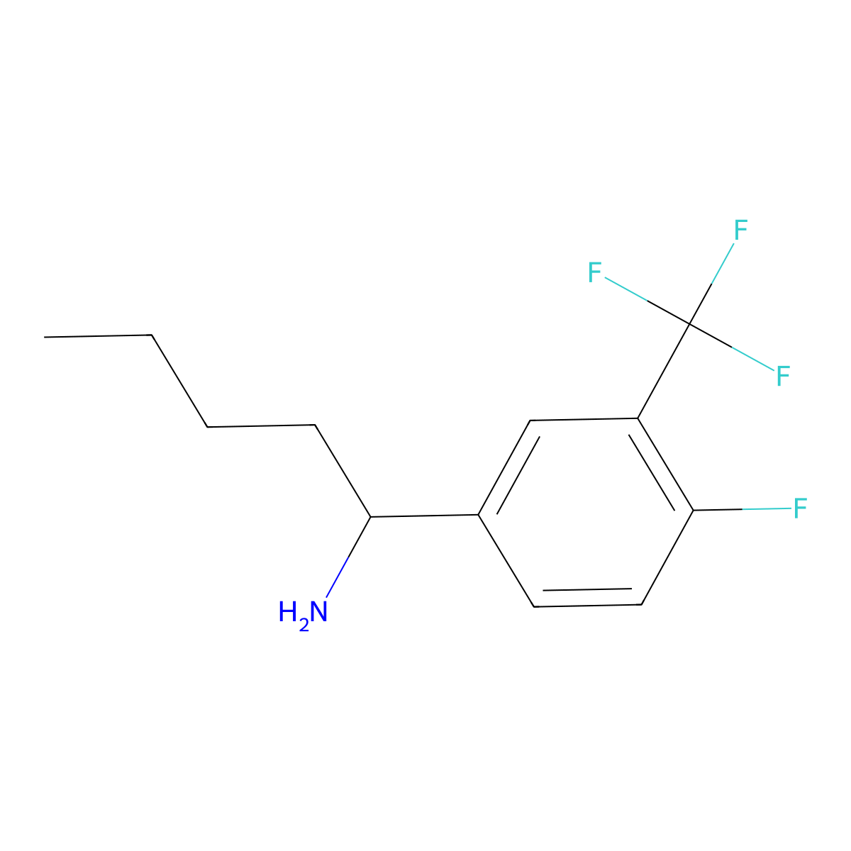 (S)-1-(4-Fluoro-3-(trifluoromethyl)phenyl)pentan-1-amine molecular structure, CAS 1213044-36-0