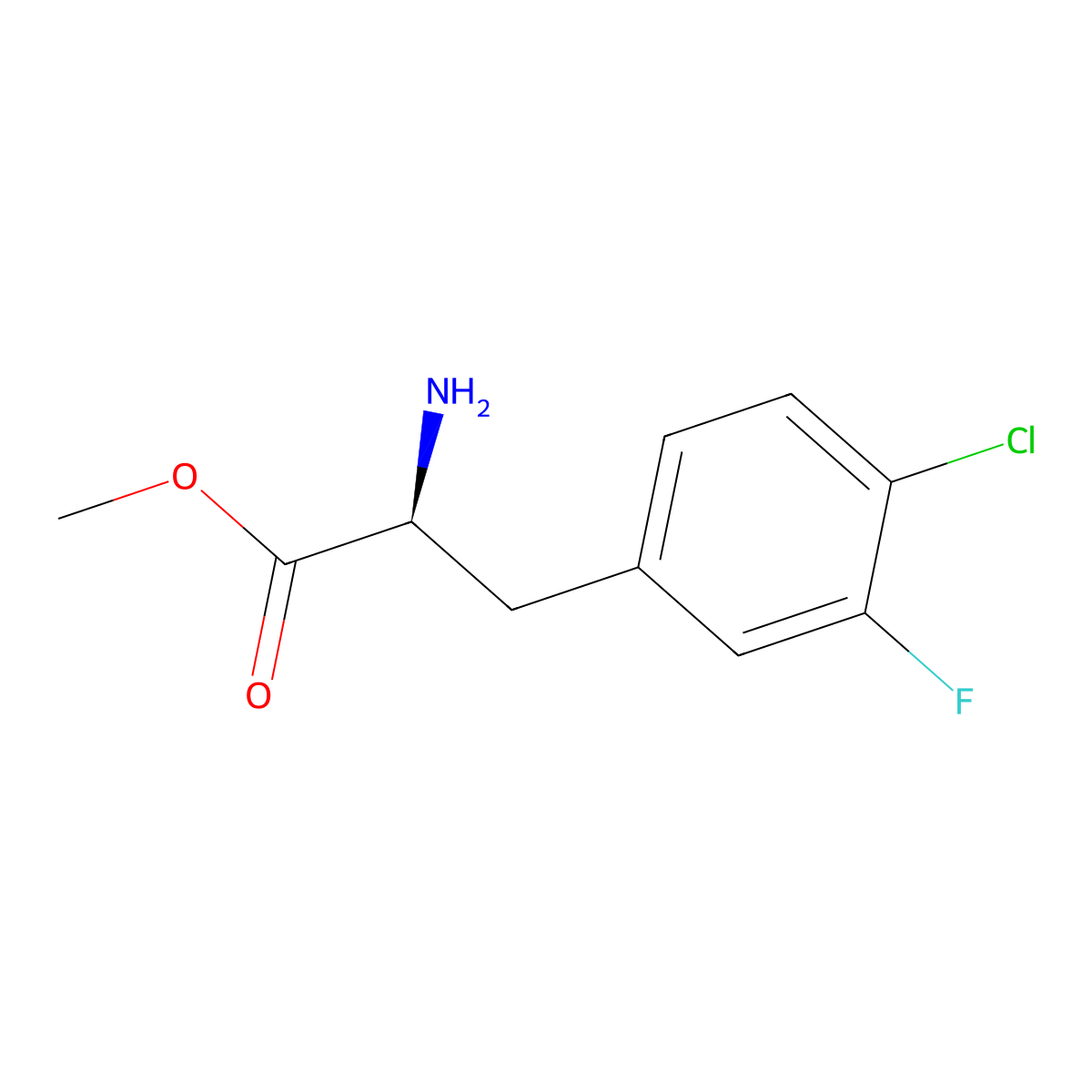 methyl (2S)-2-amino-3-(4-chloro-3-fluorophenyl)propanoate molecular structure, CAS 1213047-83-6