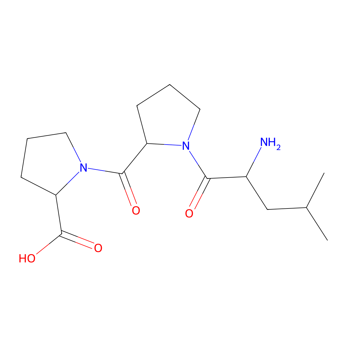 Leucyl-prolyl-proline molecular structure, CAS 121305-26-8