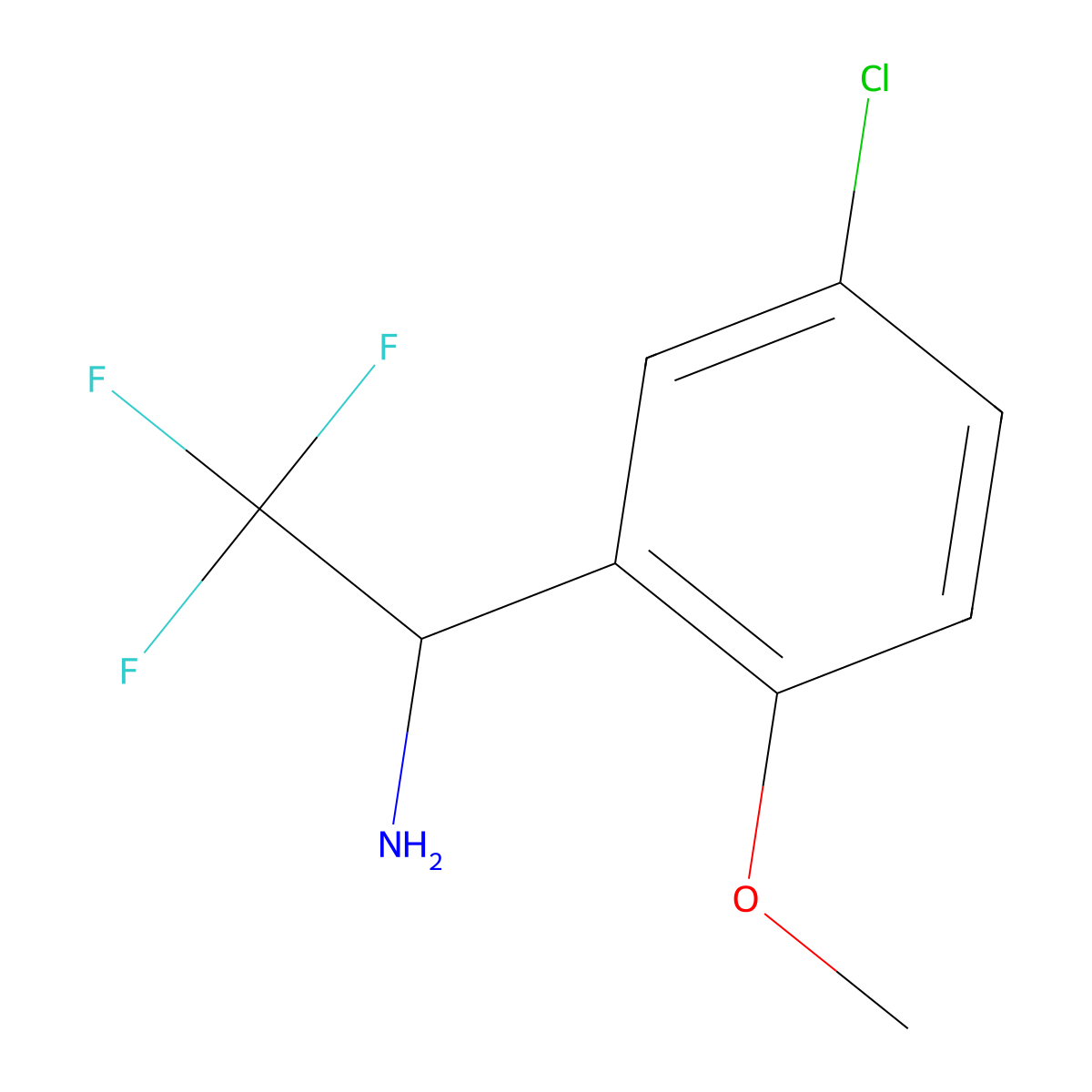 (S)-1-(5-Chloro-2-methoxyphenyl)-2,2,2-trifluoroethan-1-amine molecular structure, CAS 1213054-29-5