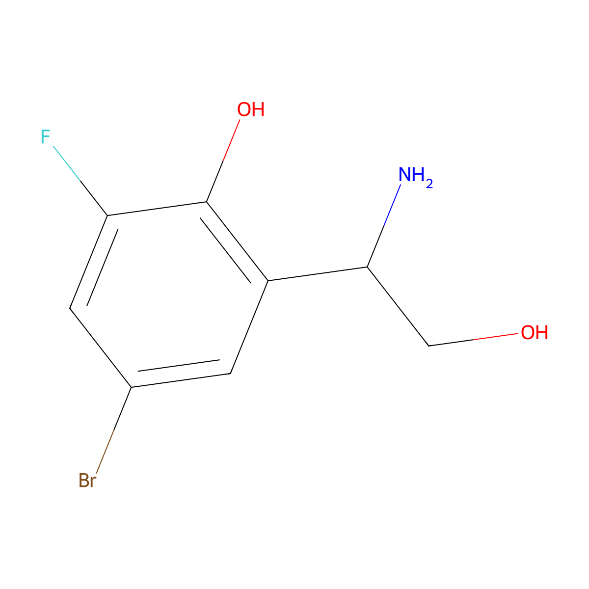 (r)-2-(1-Amino-2-hydroxyethyl)-4-bromo-6-fluorophenol molecular structure, CAS 1213055-03-8