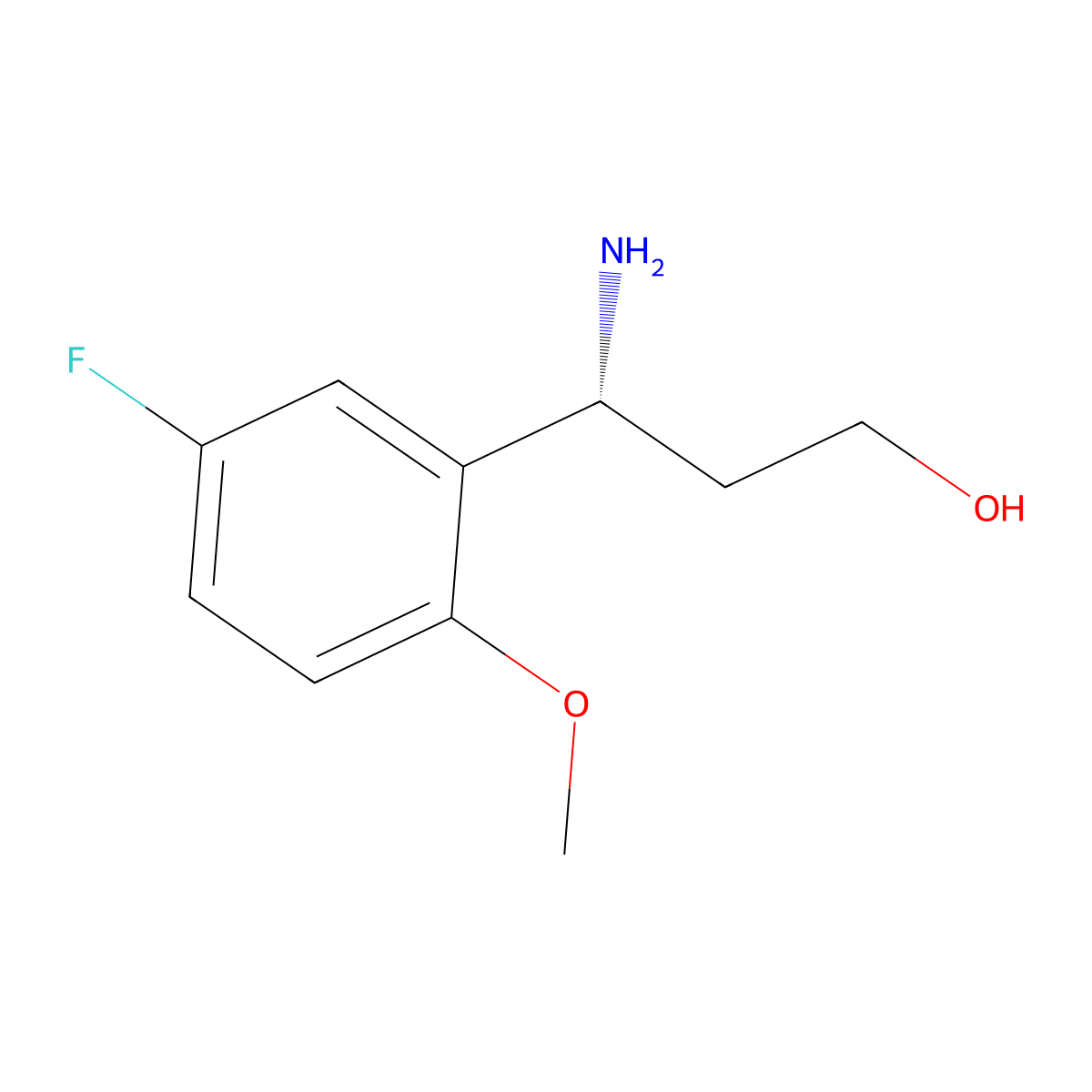 (3R)-3-amino-3-(5-fluoro-2-methoxyphenyl)propan-1-ol molecular structure, CAS 1213056-01-9