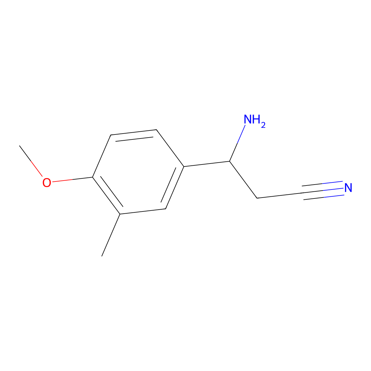 (3S)-3-Amino-3-(4-methoxy-3-methylphenyl)propanenitrile molecular structure, CAS 1213056-26-8