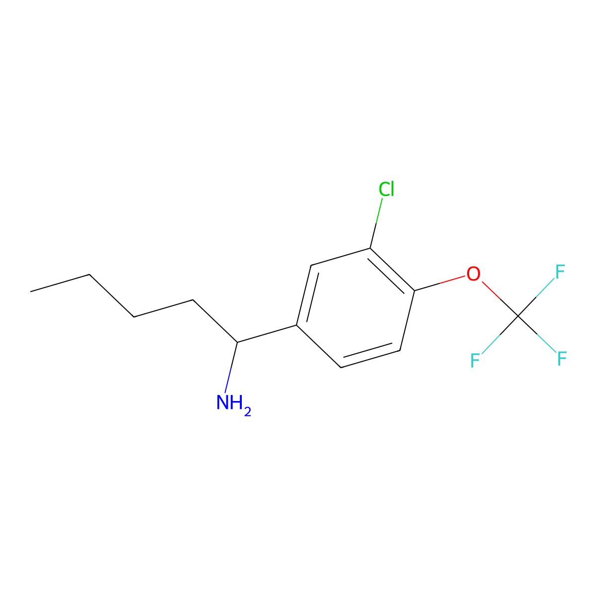 (S)-1-(3-Chloro-4-(trifluoromethoxy)phenyl)pentan-1-amine molecular structure, CAS 1213056-85-9