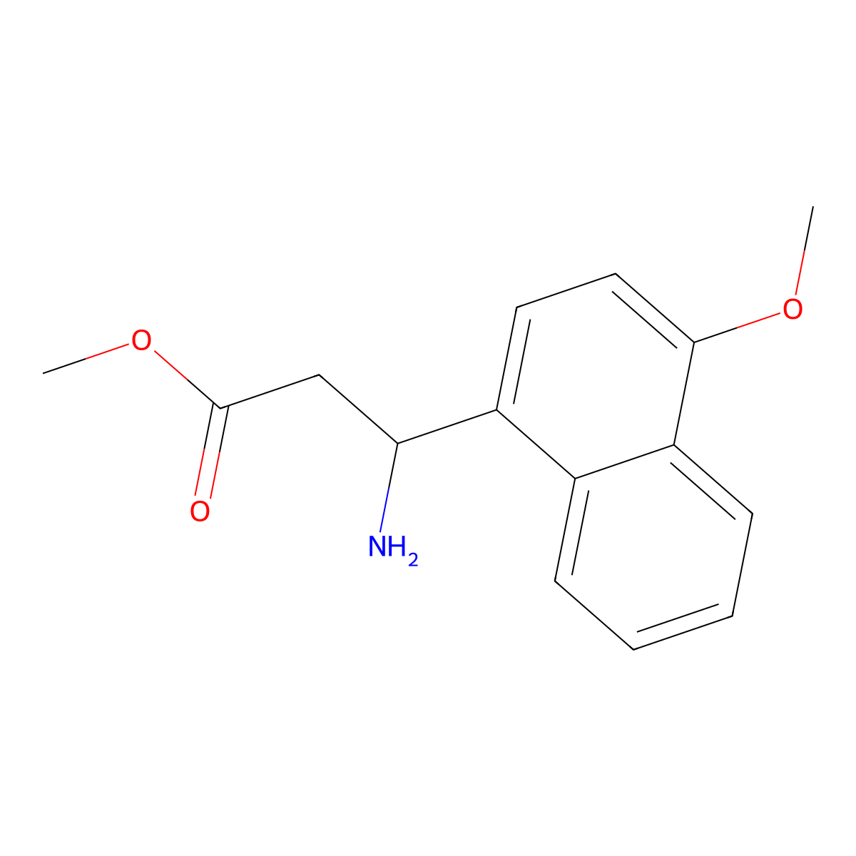 methyl (3S)-3-amino-3-(4-methoxynaphthalen-1-yl)propanoate molecular structure, CAS 1213058-15-1