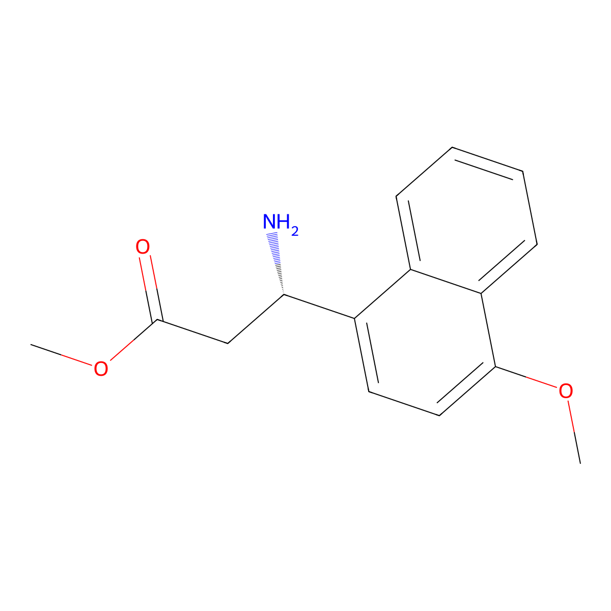 methyl (3S)-3-amino-3-(4-methoxynaphthalen-1-yl)propanoate molecular structure, CAS 1213058-15-1