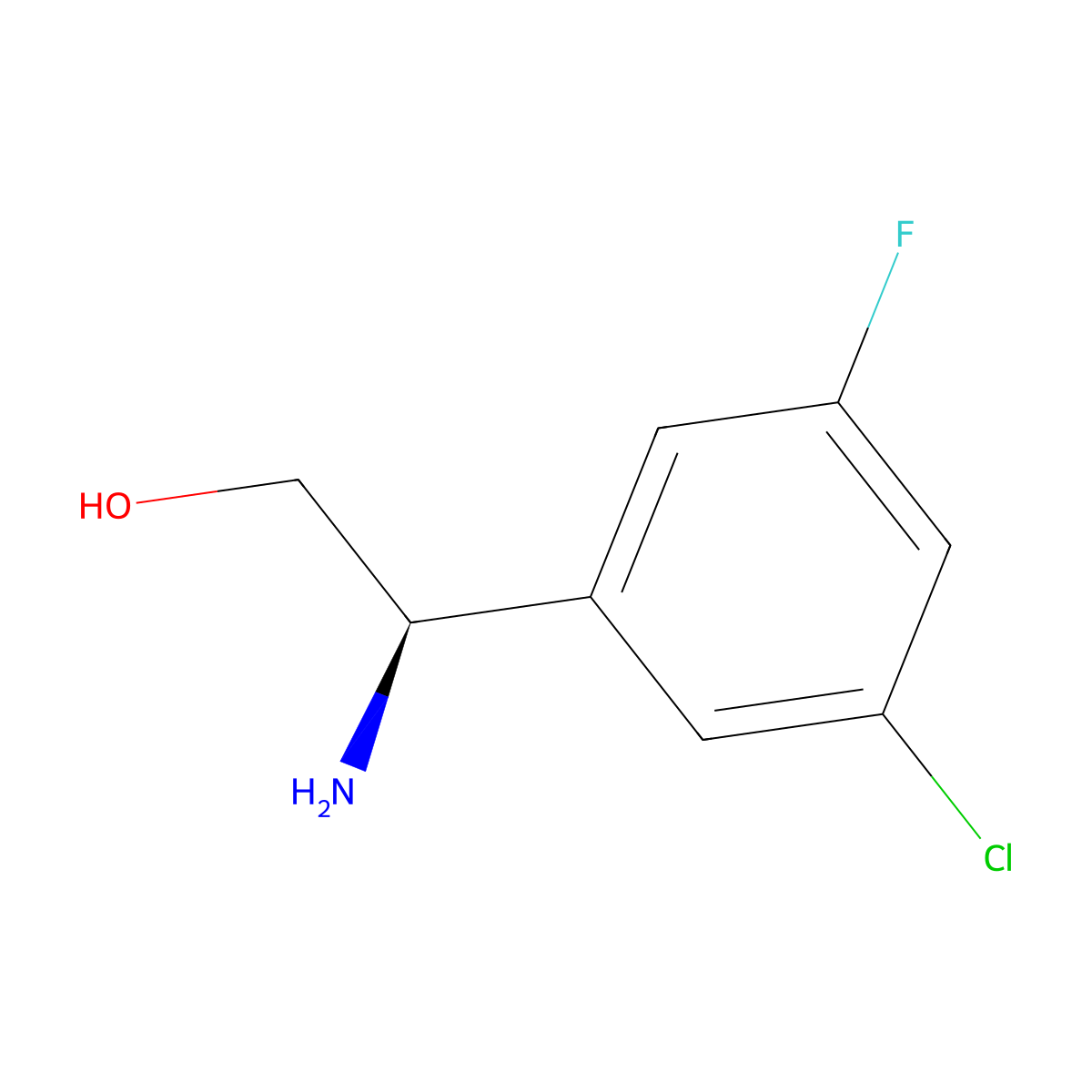 (R)-2-Amino-2-(3-chloro-5-fluorophenyl)ethan-1-OL molecular structure, CAS 1213058-55-9