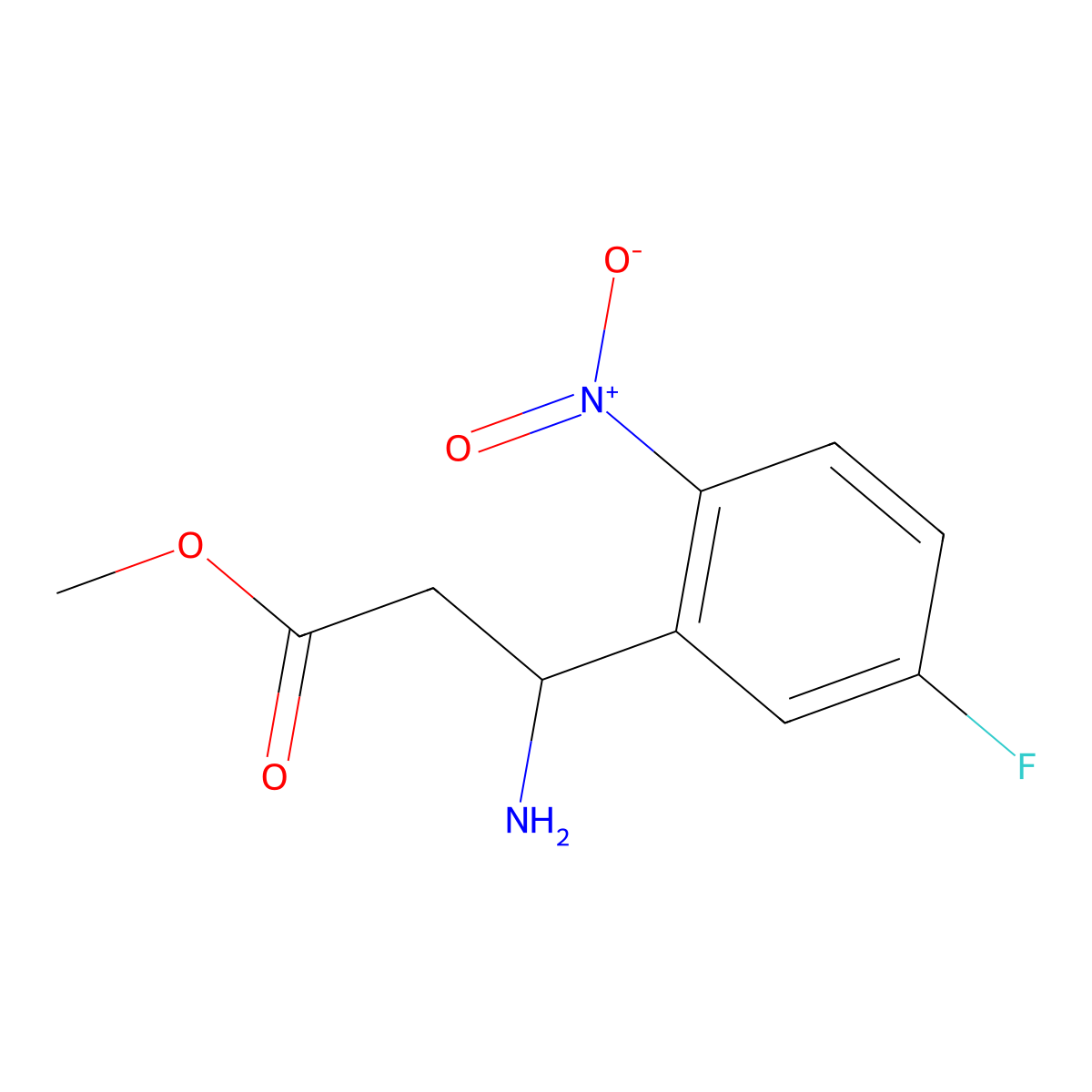 methyl (3S)-3-amino-3-(5-fluoro-2-nitrophenyl)propanoate molecular structure, CAS 1213058-87-7