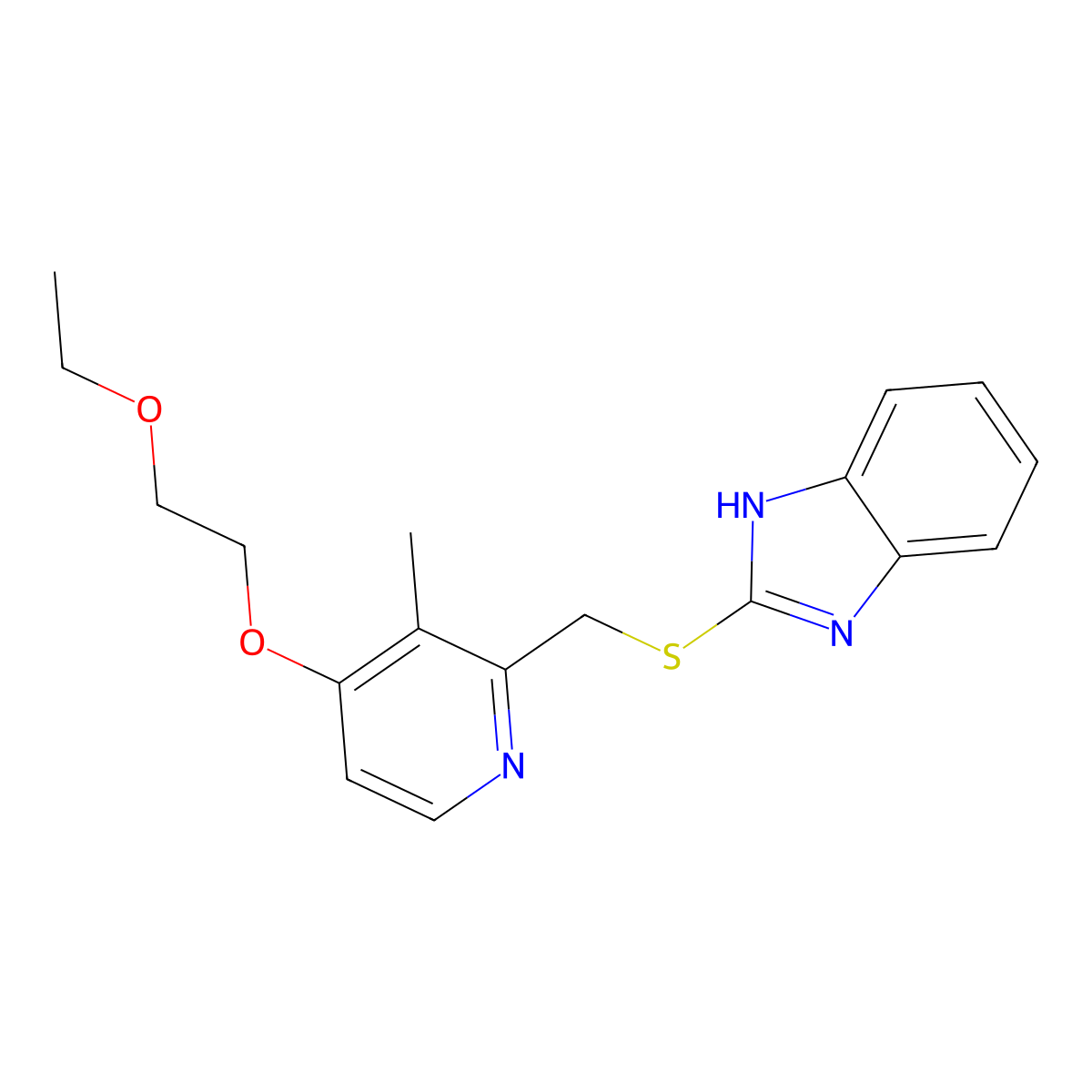 2-[(4-Ethoxyethoxy-3-methyl-2-pyridinyl)-methylthio]-benzimidazole molecular structure, CAS 121306-13-6
