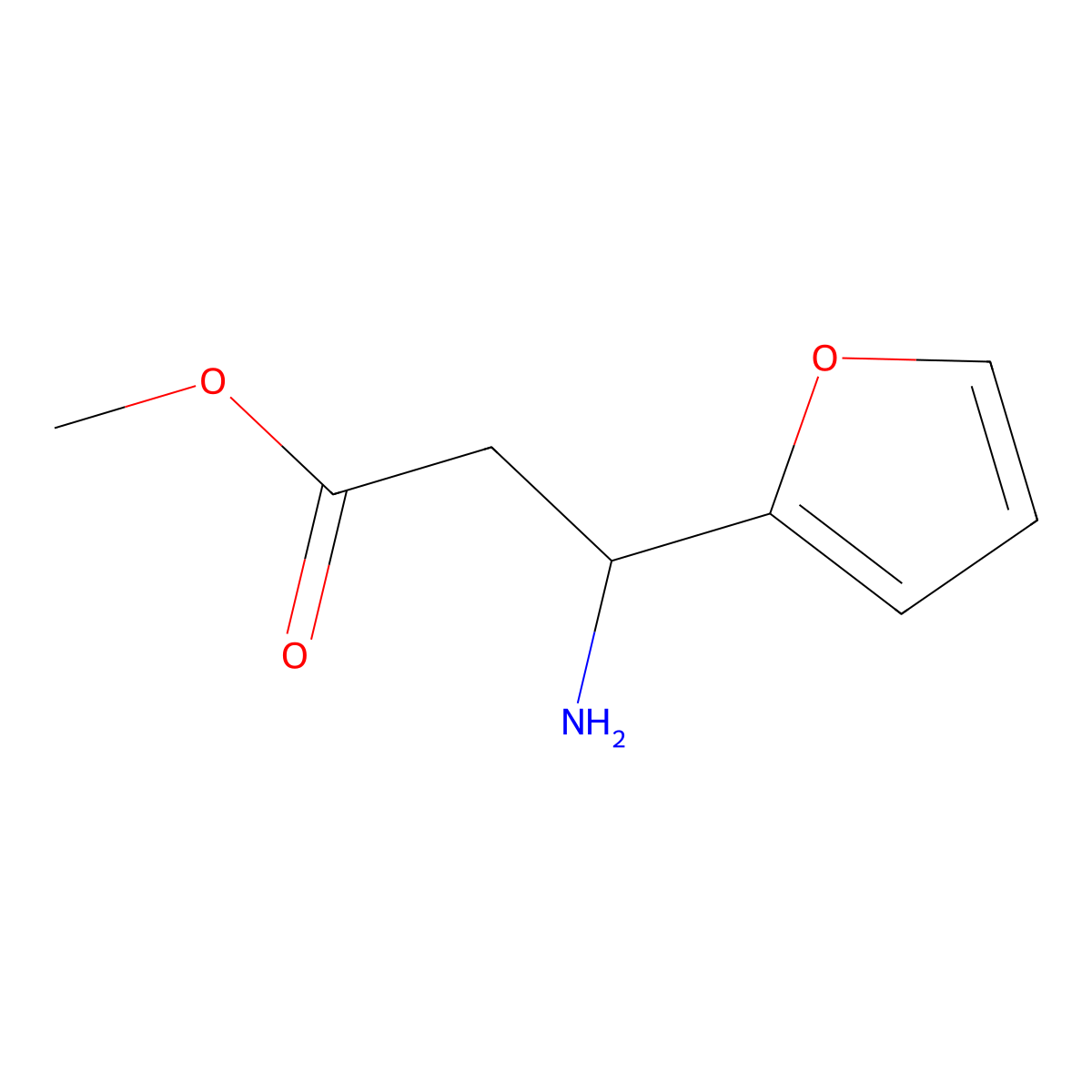 Methyl (3R)-3-amino-3-(furan-2-YL)propanoate molecular structure, CAS 1213060-77-5