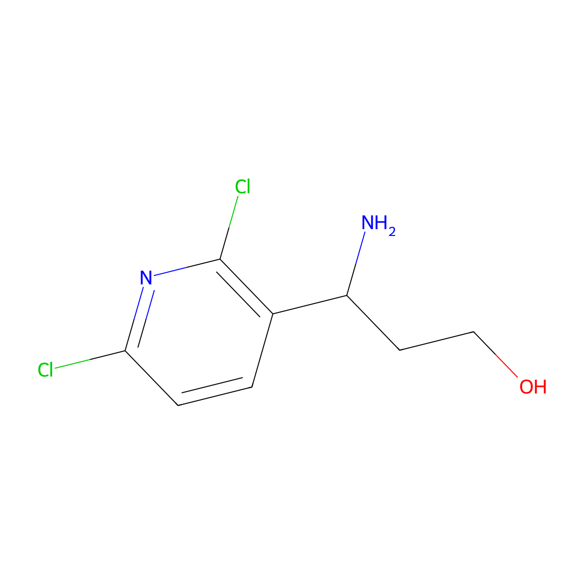 (3R)-3-amino-3-(2,6-dichloropyridin-3-yl)propan-1-ol molecular structure, CAS 1213063-40-1