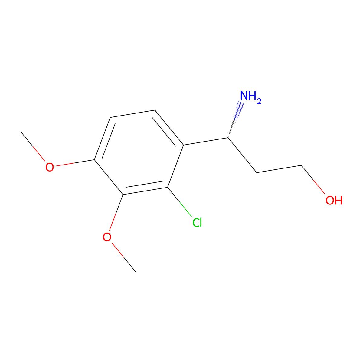 (3R)-3-amino-3-(2-chloro-3,4-dimethoxyphenyl)propan-1-ol molecular structure, CAS 1213065-64-5