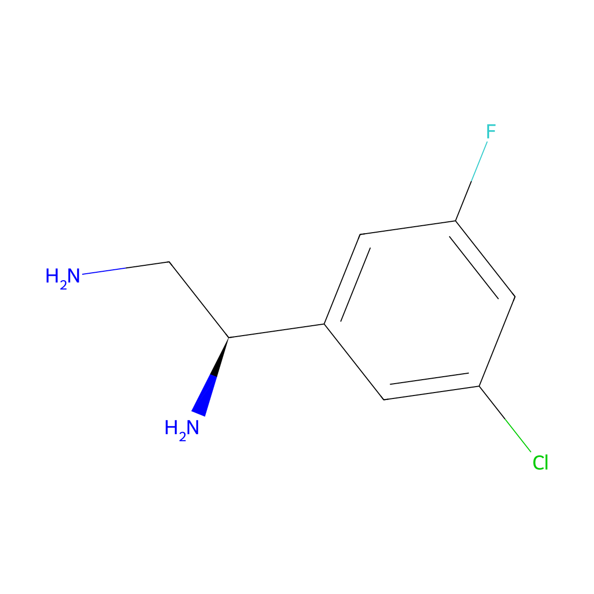(1R)-1-(3-Chloro-5-fluoro-phenyl)ethane-1,2-diamine molecular structure, CAS 1213069-52-3
