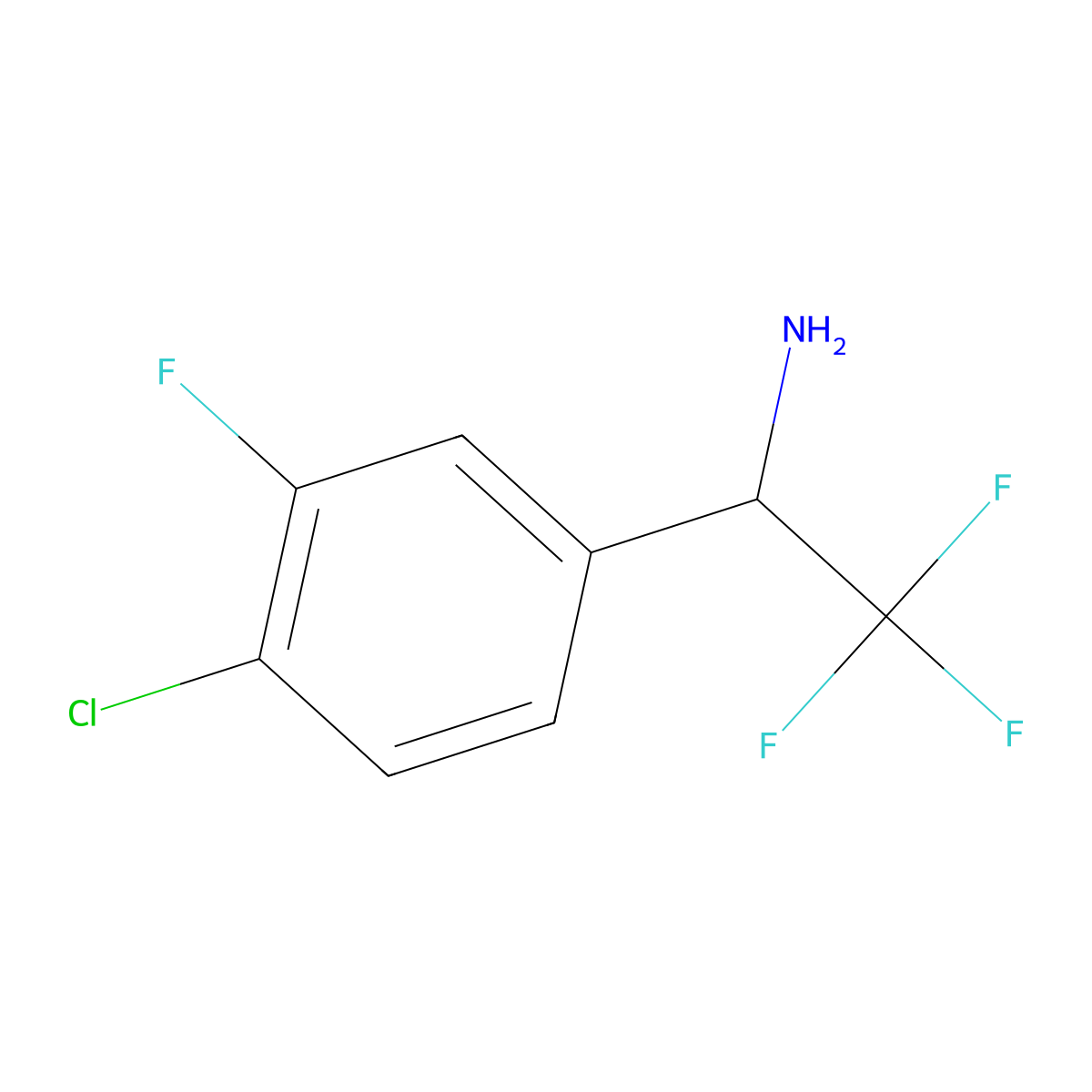 (R)-1-(4-Chloro-3-fluorophenyl)-2,2,2-trifluoroethan-1-amine molecular structure, CAS 1213070-78-0