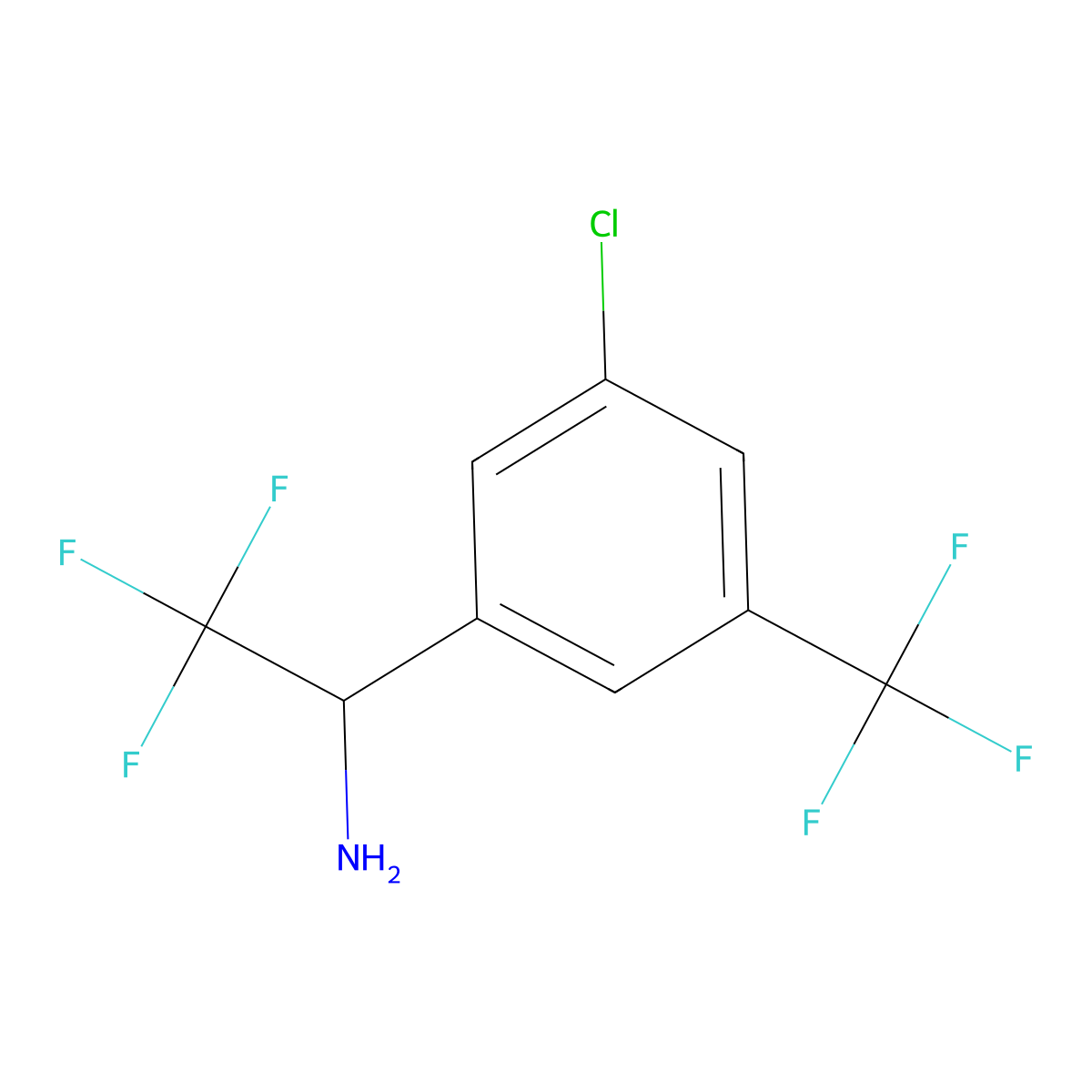 (R)-1-(3-Chloro-5-(trifluoromethyl)phenyl)-2,2,2-trifluoroethanamine molecular structure, CAS 1213076-22-2