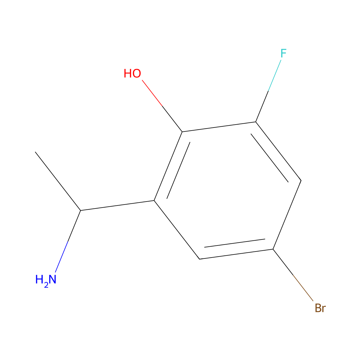 2-[(1R)-1-aminoethyl]-4-bromo-6-fluorophenol molecular structure, CAS 1213077-54-3