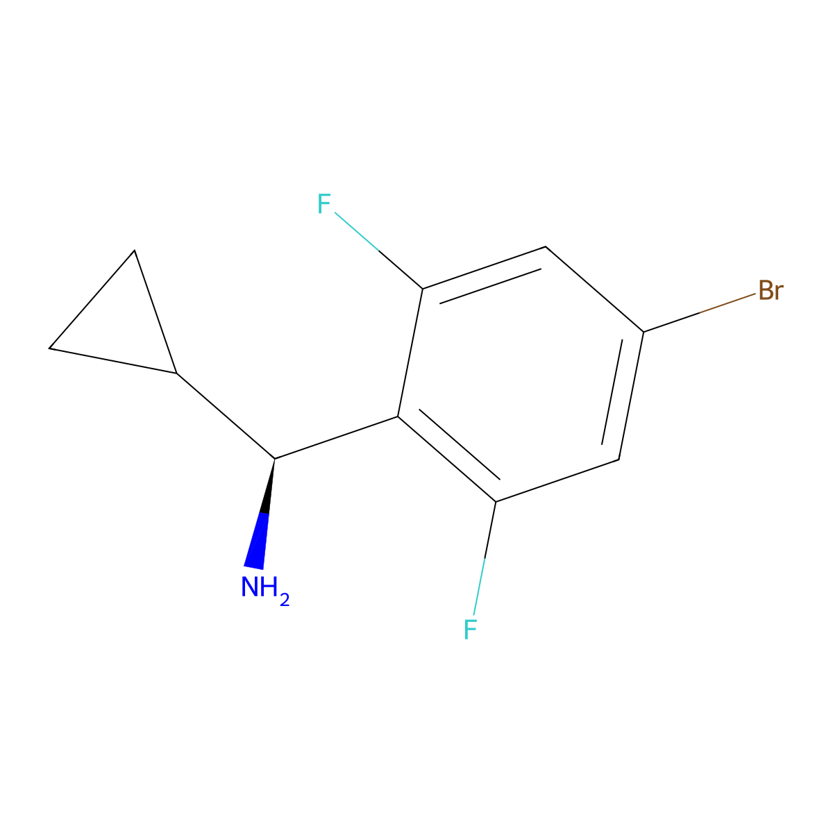 (S)-(4-Bromo-2,6-difluorophenyl)(cyclopropyl)methanamine molecular structure, CAS 1213078-35-3