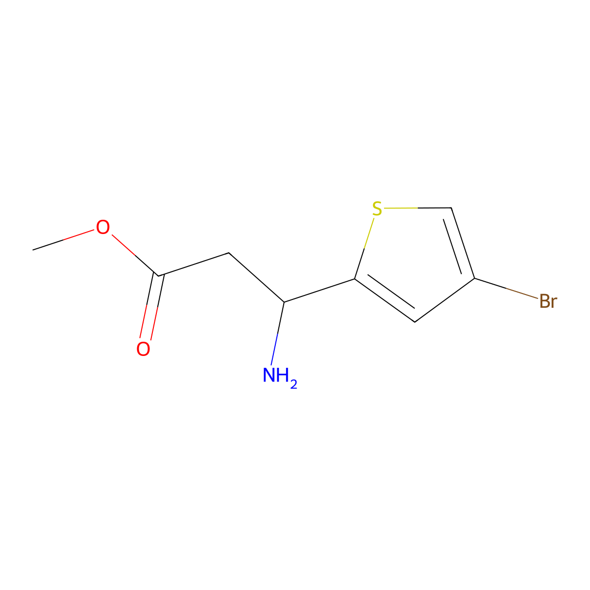 Methyl (r)-3-amino-3-(4-bromothiophen-2-yl)propanoate molecular structure, CAS 1213079-16-3