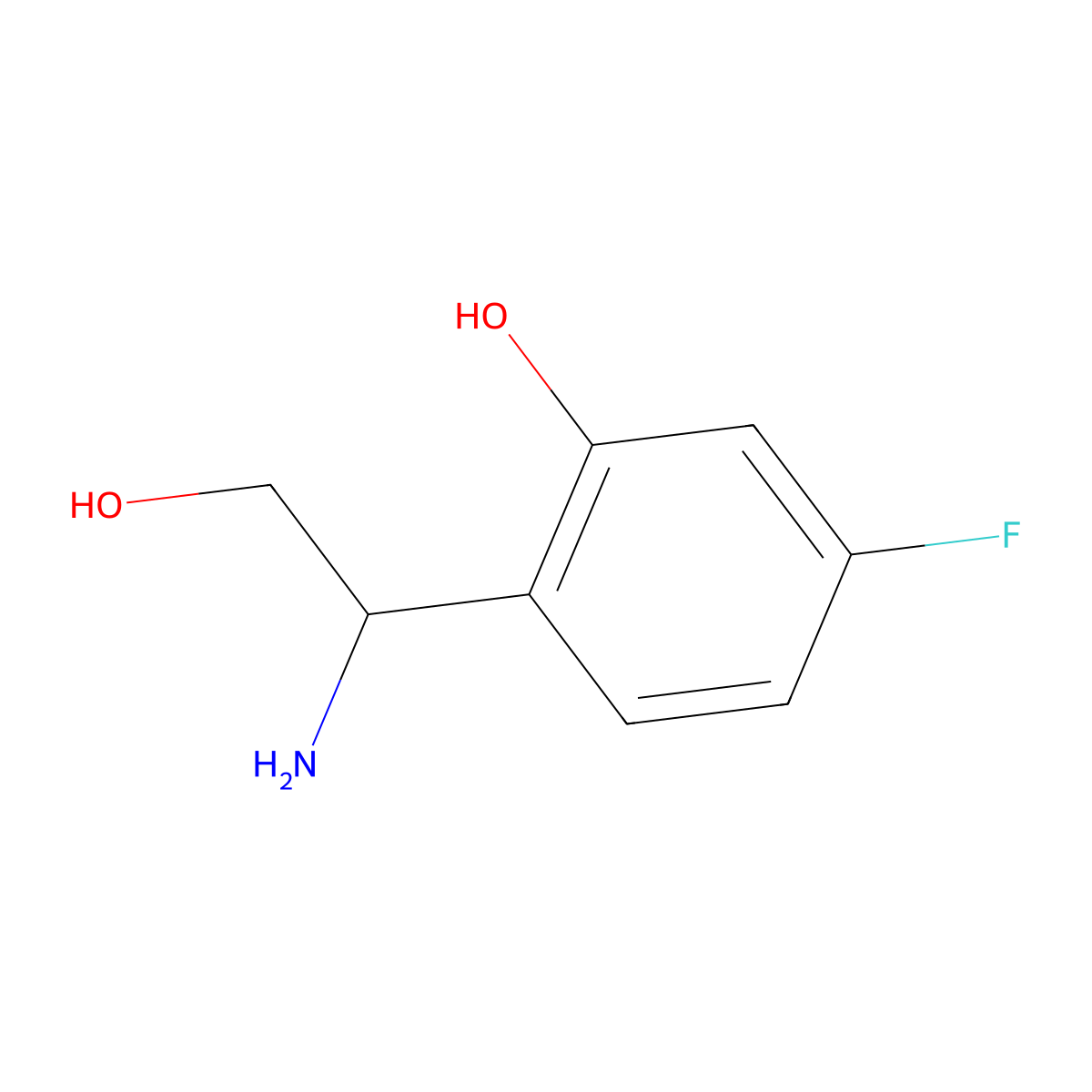 2-[(1R)-1-amino-2-hydroxyethyl]-5-fluorophenol molecular structure, CAS 1213079-80-1