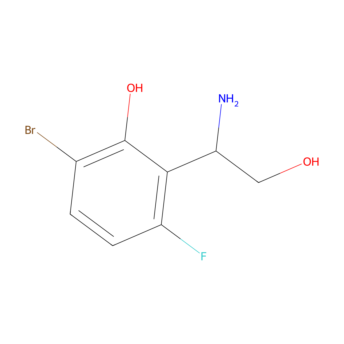 (R)-2-(1-Amino-2-hydroxyethyl)-6-bromo-3-fluorophenol molecular structure, CAS 1213080-05-7