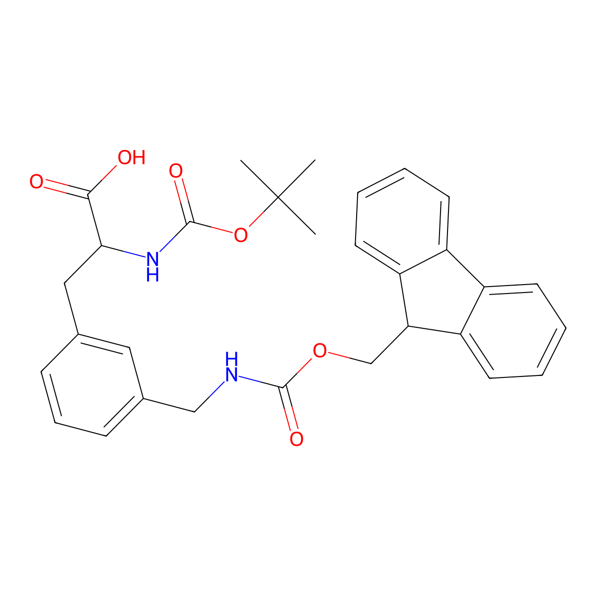 (R)-3-(3-(((((9H-Fluoren-9-yl)methoxy)carbonyl)amino)methyl)phenyl)-2-((tert-butoxycarbonyl)amino)propanoic acid molecular structure, CAS 1213080-68-2
