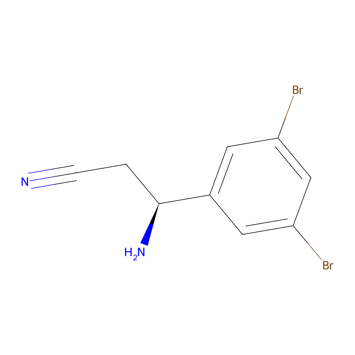 (3S)-3-Amino-3-(3,5-dibromophenyl)propanenitrile molecular structure, CAS 1213081-44-7