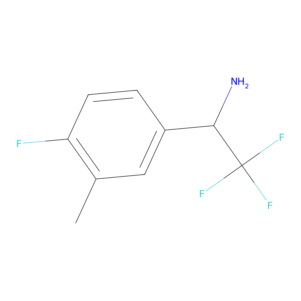 (1S)-2,2,2-Trifluoro-1-(4-fluoro-3-methylphenyl)ethanamine molecular structure, CAS 1213083-68-1