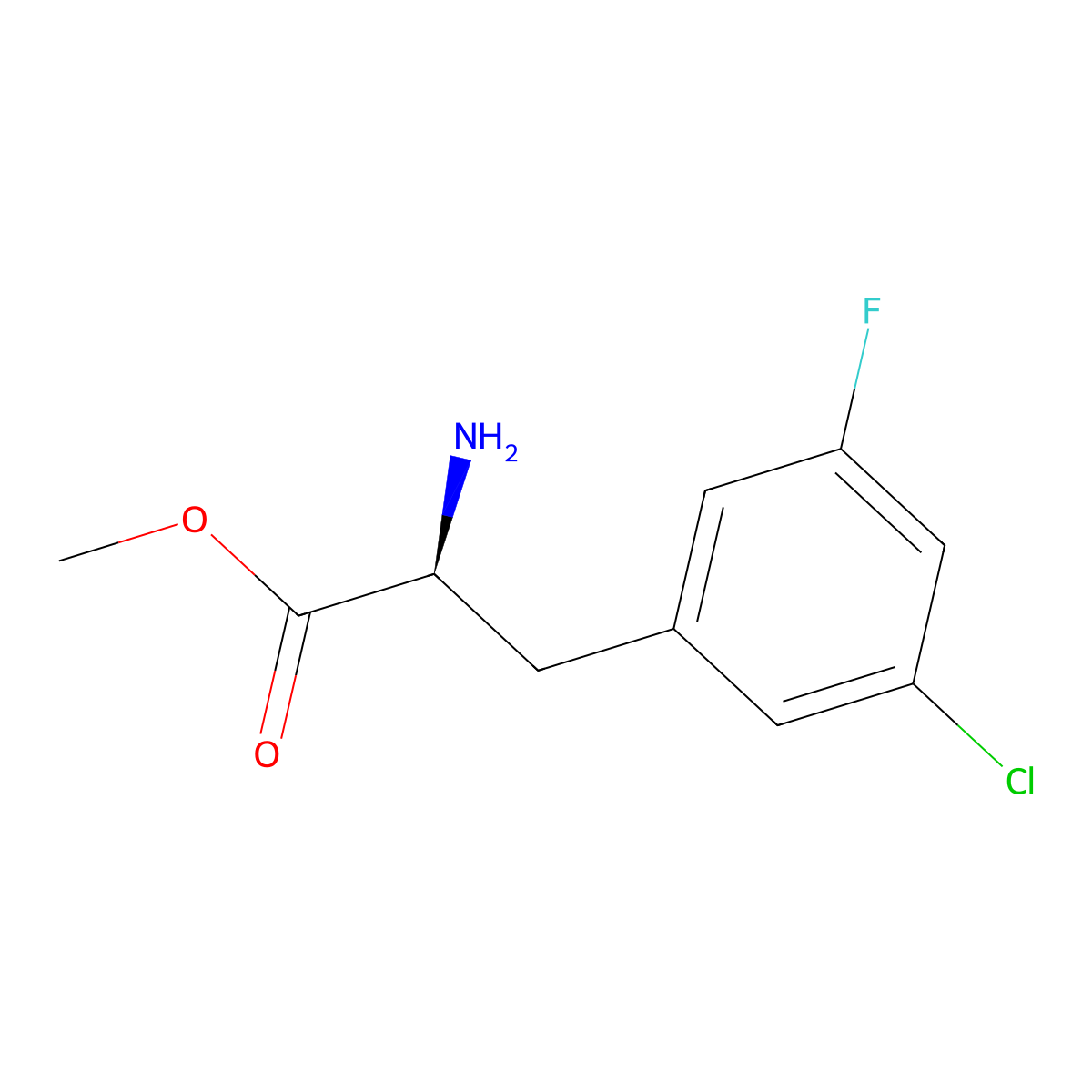 Methyl (S)-2-amino-3-(3-chloro-5-fluorophenyl)propanoate molecular structure, CAS 1213084-12-8