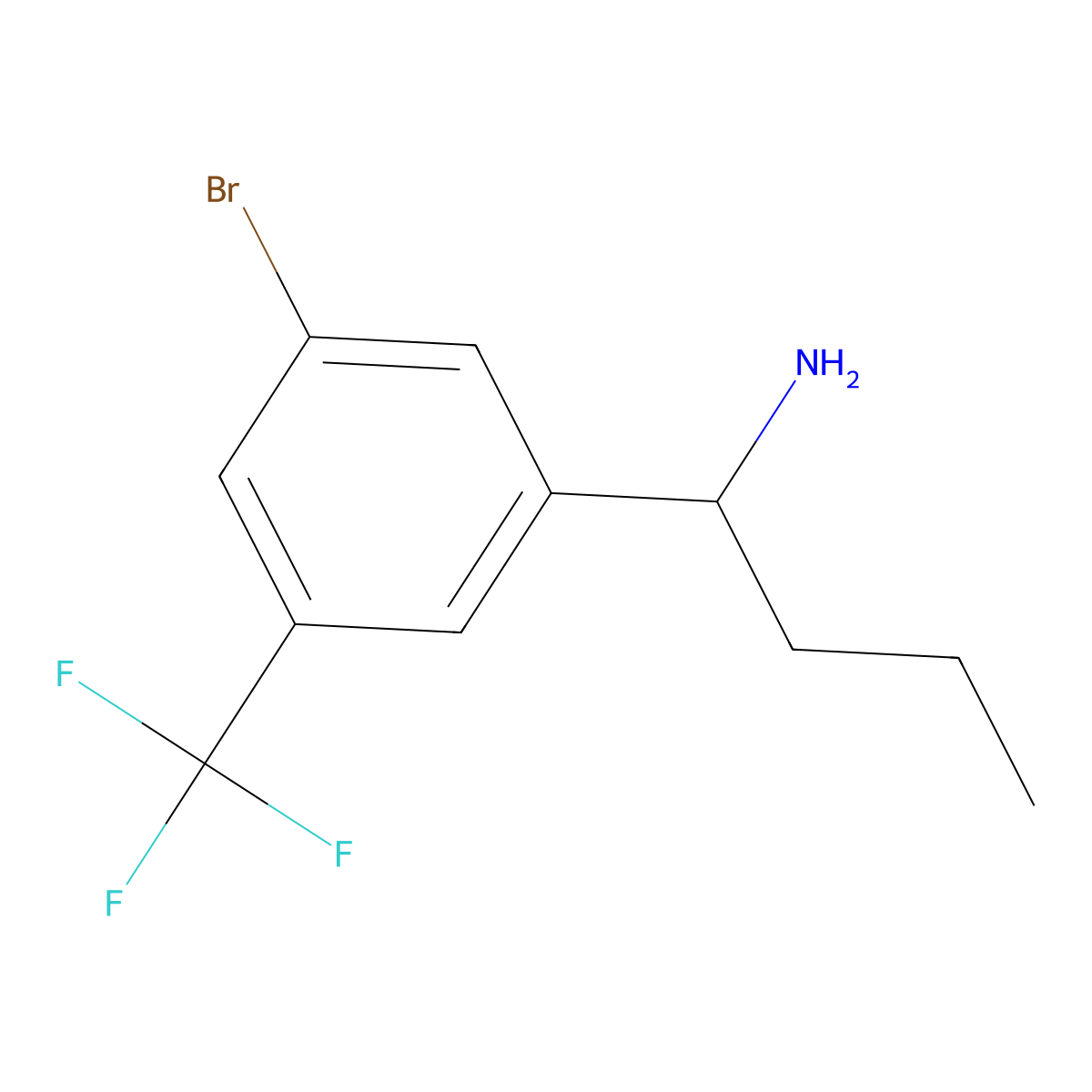 (R)-1-(3-Bromo-5-(trifluoromethyl)phenyl)butan-1-amine molecular structure, CAS 1213085-38-1