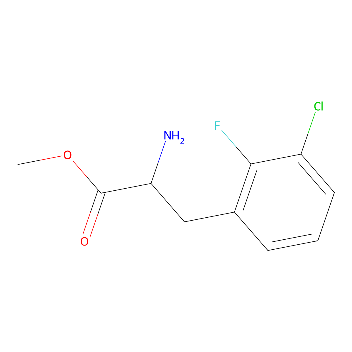 methyl (2S)-2-amino-3-(3-chloro-2-fluorophenyl)propanoate molecular structure, CAS 1213086-45-3