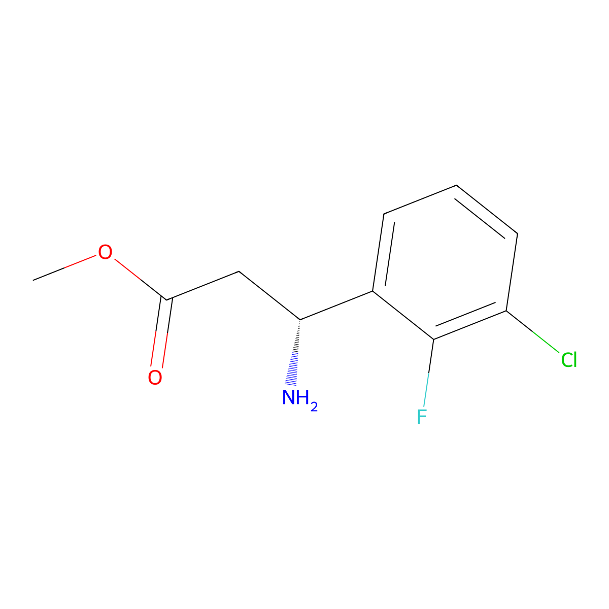 Methyl (R)-3-amino-3-(3-chloro-2-fluorophenyl)propanoate molecular structure, CAS 1213088-66-4