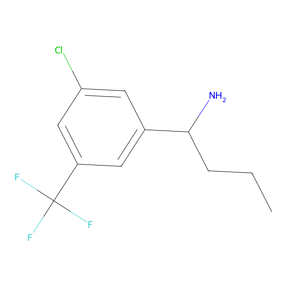 (S)-1-(3-Chloro-5-(trifluoromethyl)phenyl)butan-1-amine molecular structure, CAS 1213088-93-7