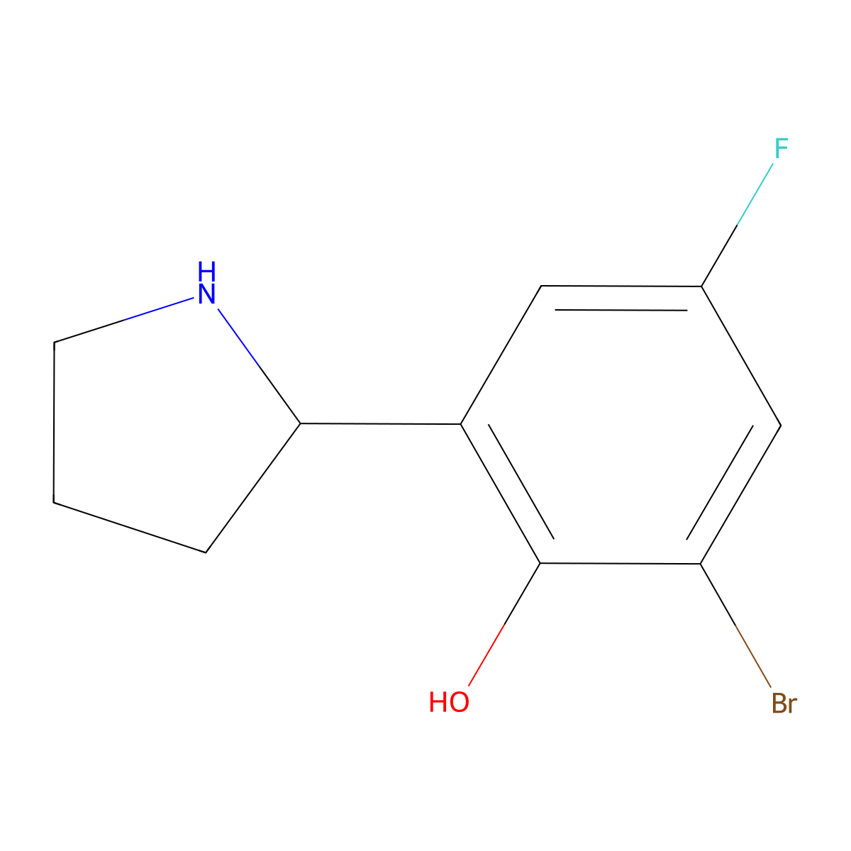 2-Bromo-4-fluoro-6-(2S)-2-pyrrolidinylphenol molecular structure, CAS 1213090-00-6
