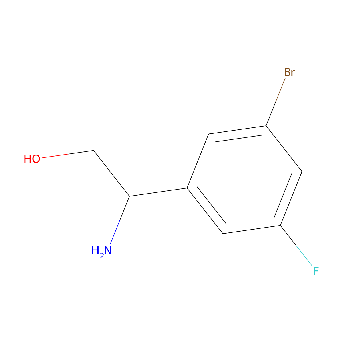(R)-2-Amino-2-(3-bromo-5-fluorophenyl)ethan-1-OL molecular structure, CAS 1213090-39-1
