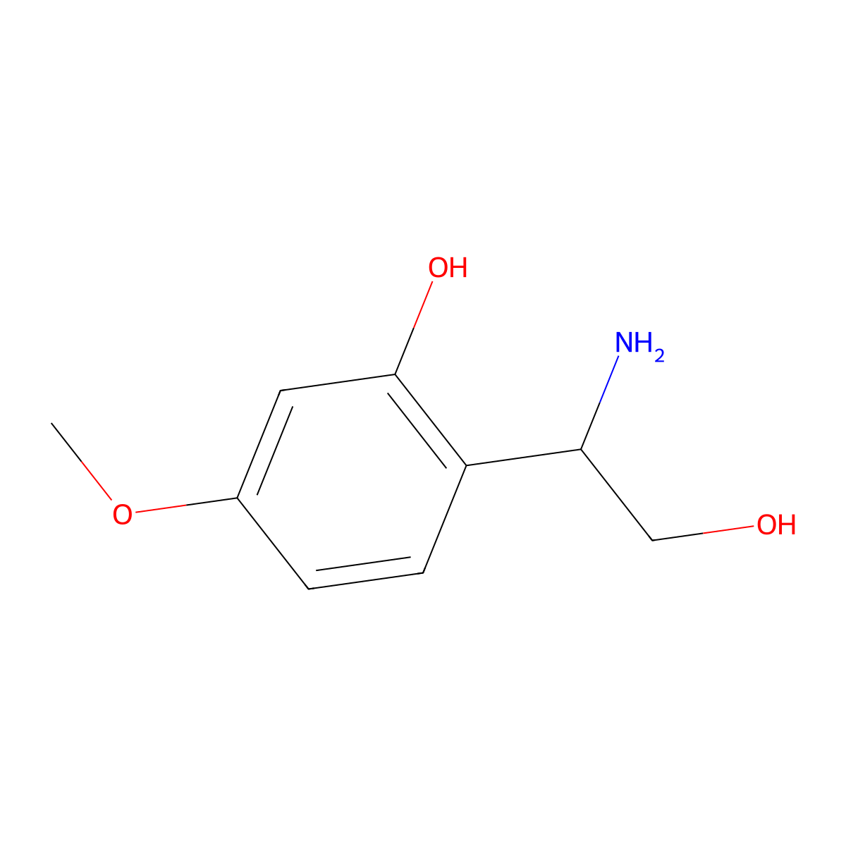(s)-2-(1-Amino-2-hydroxyethyl)-5-methoxyphenol molecular structure, CAS 1213091-39-4