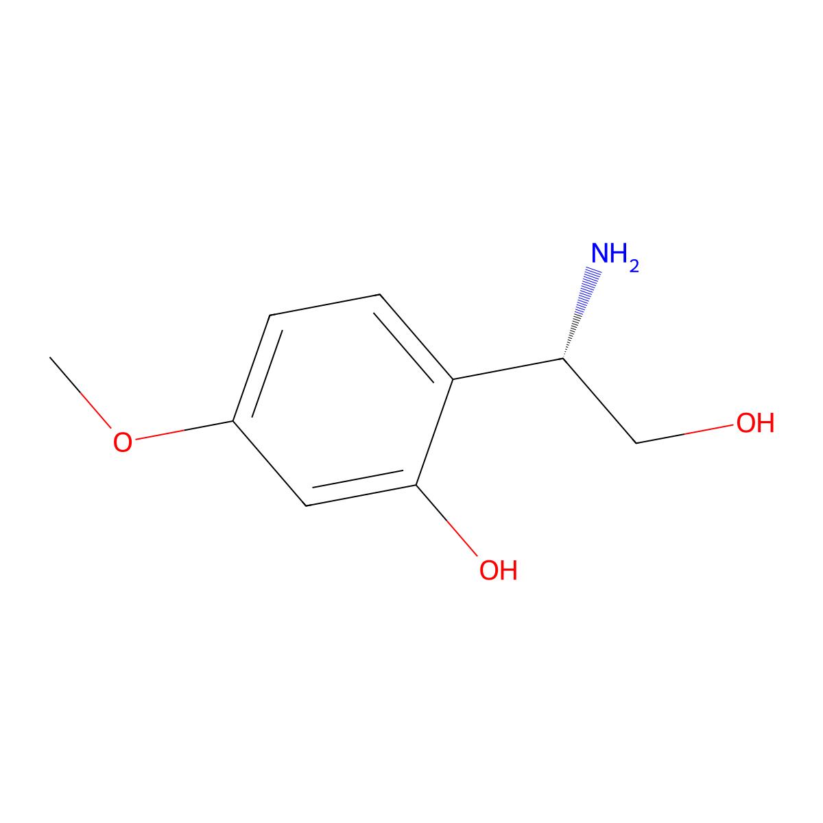 (s)-2-(1-Amino-2-hydroxyethyl)-5-methoxyphenol molecular structure, CAS 1213091-39-4