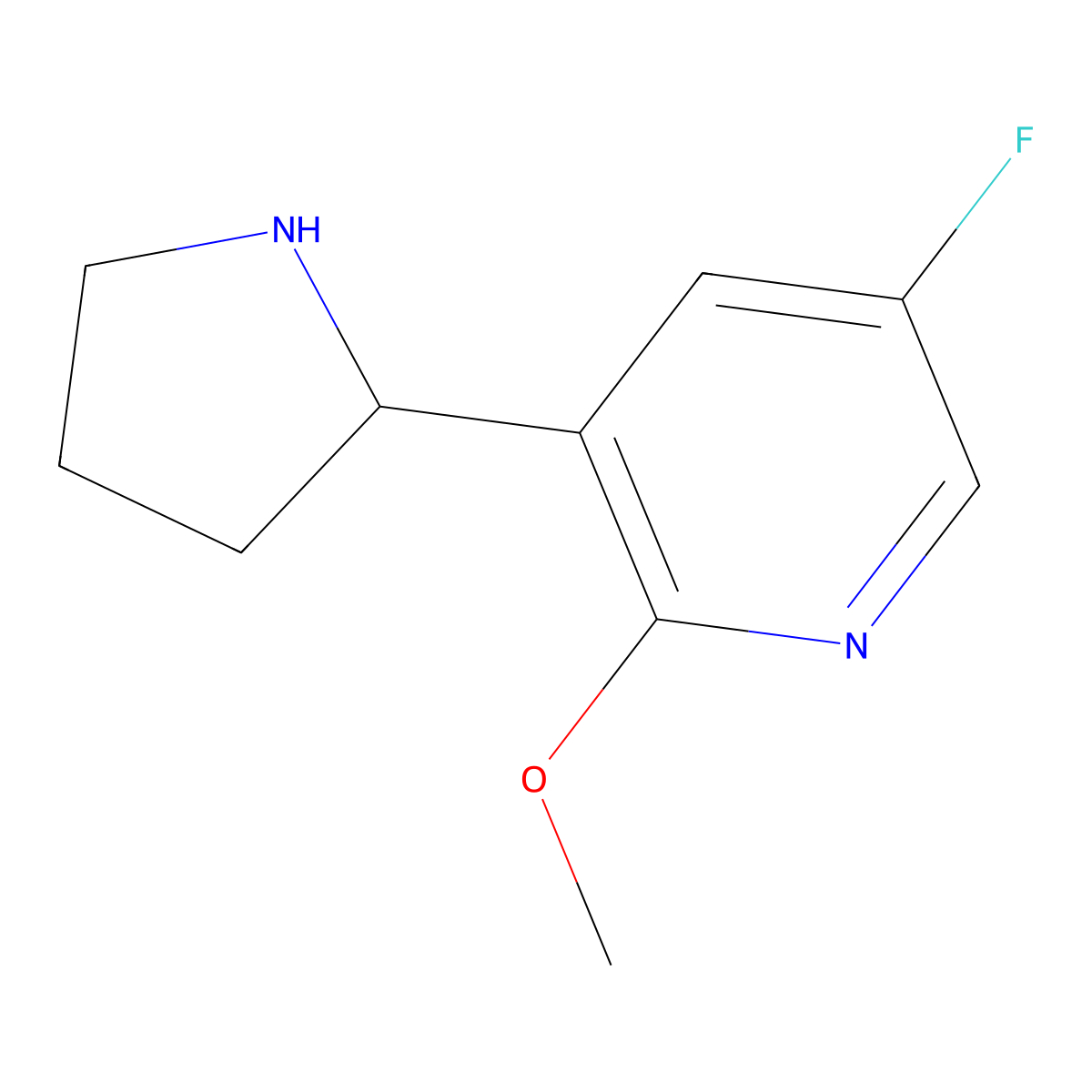 (R)-5-fluoro-2-methoxy-3-(pyrrolidin-2-yl)pyridine molecular structure, CAS 1213093-30-1