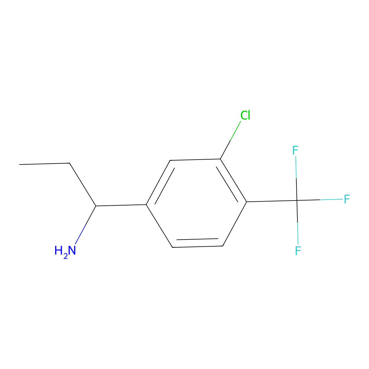 (R)-1-(3-Chloro-4-(trifluoromethyl)phenyl)propan-1-amine molecular structure, CAS 1213093-42-5