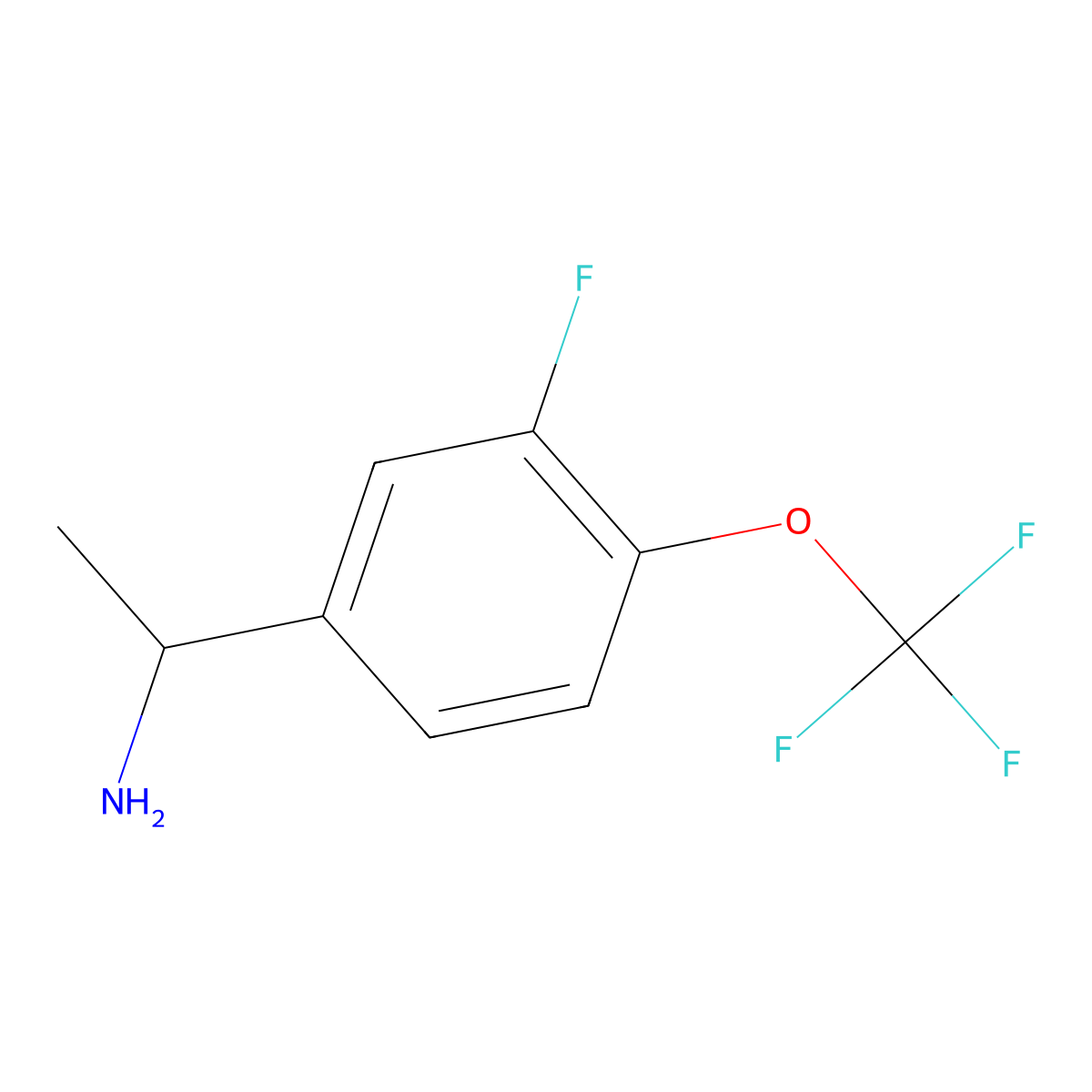 (1R)-1-[3-fluoro-4-(trifluoromethoxy)phenyl]ethylamine molecular structure, CAS 1213094-96-2