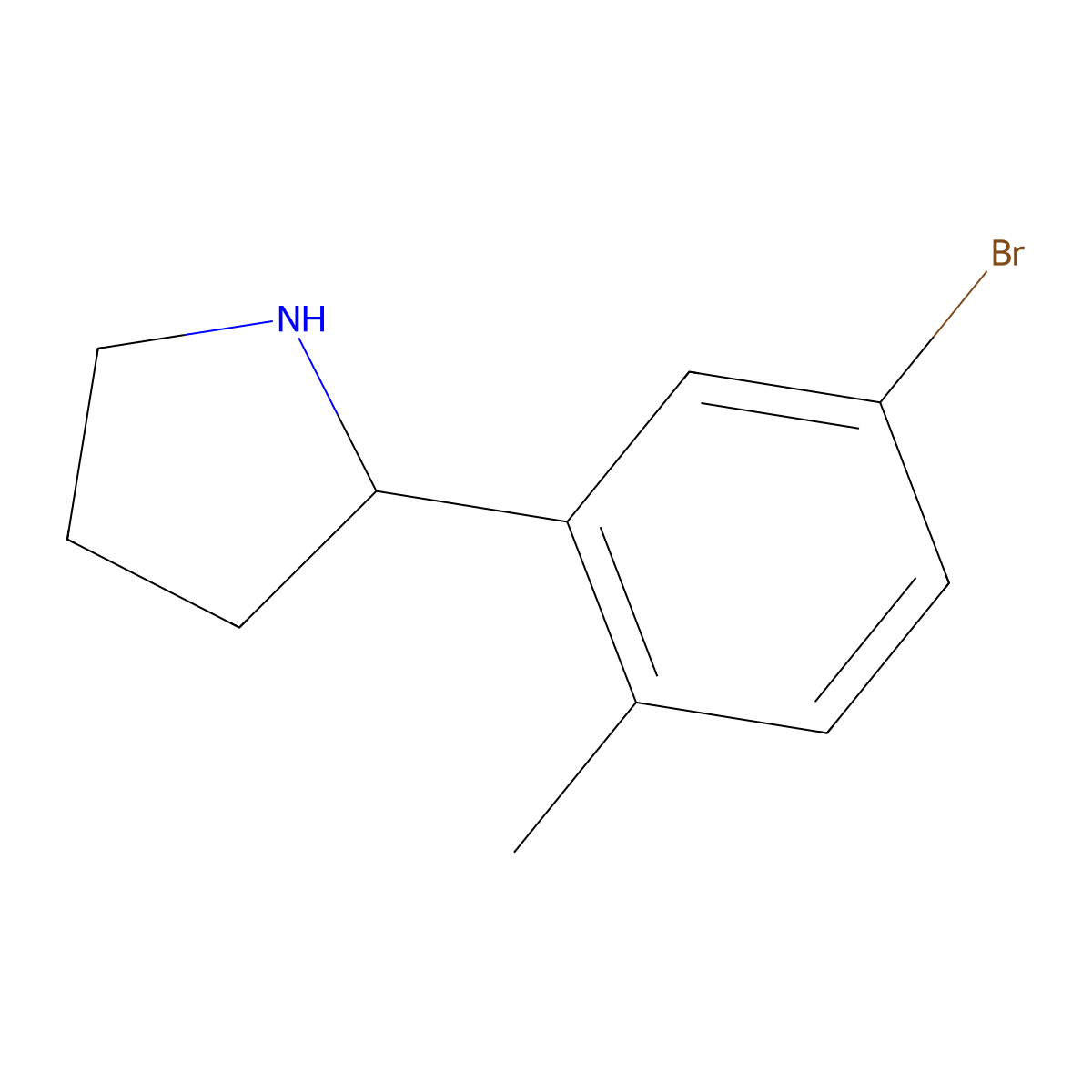 (R)-2-(5-Bromo-2-methylphenyl)pyrrolidine molecular structure, CAS 1213098-82-8