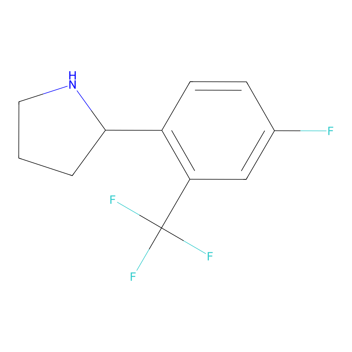 (R)-2-(4-Fluoro-2-(trifluoromethyl)phenyl)pyrrolidine molecular structure, CAS 1213099-68-3