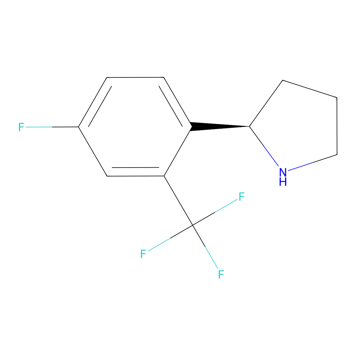 (R)-2-(4-Fluoro-2-(trifluoromethyl)phenyl)pyrrolidine molecular structure, CAS 1213099-68-3