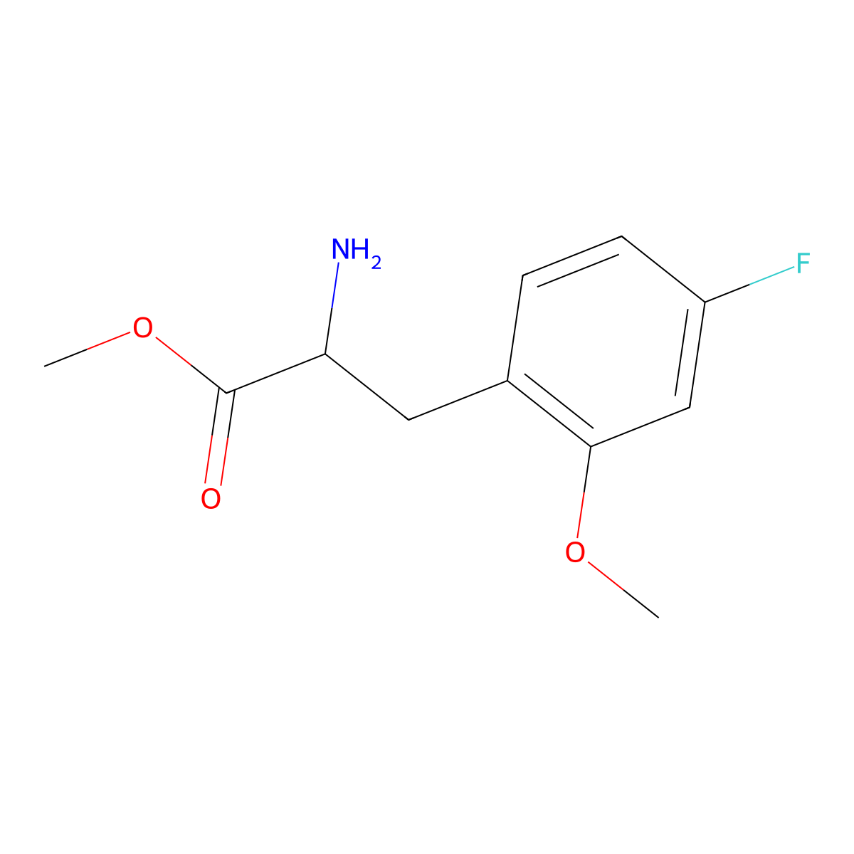 Methyl (R)-2-amino-3-(4-fluoro-2-methoxyphenyl)propanoate molecular structure, CAS 1213099-83-2