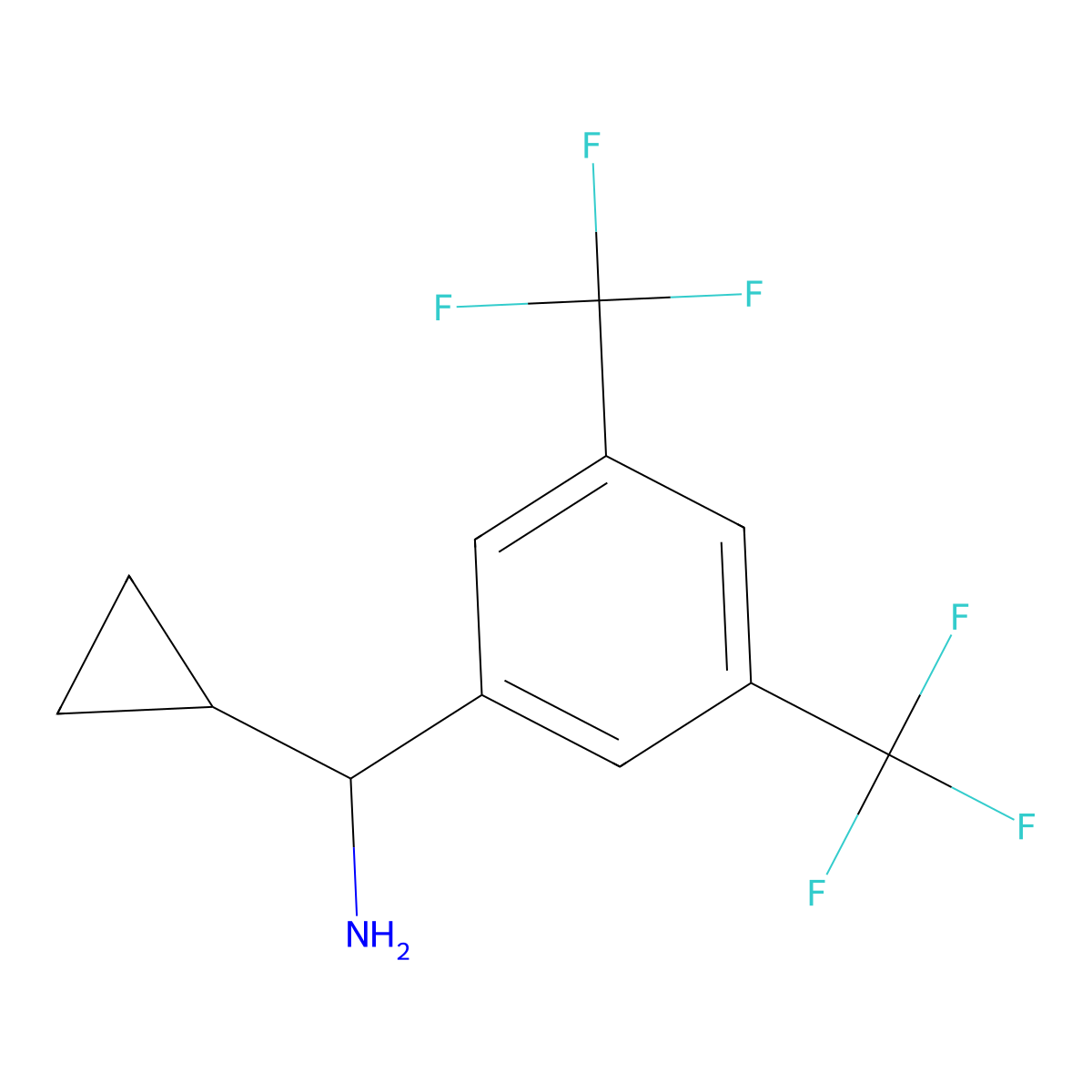 (S)-(3,5-Bis(trifluoromethyl)phenyl)(cyclopropyl)methanamine molecular structure, CAS 1213100-58-3