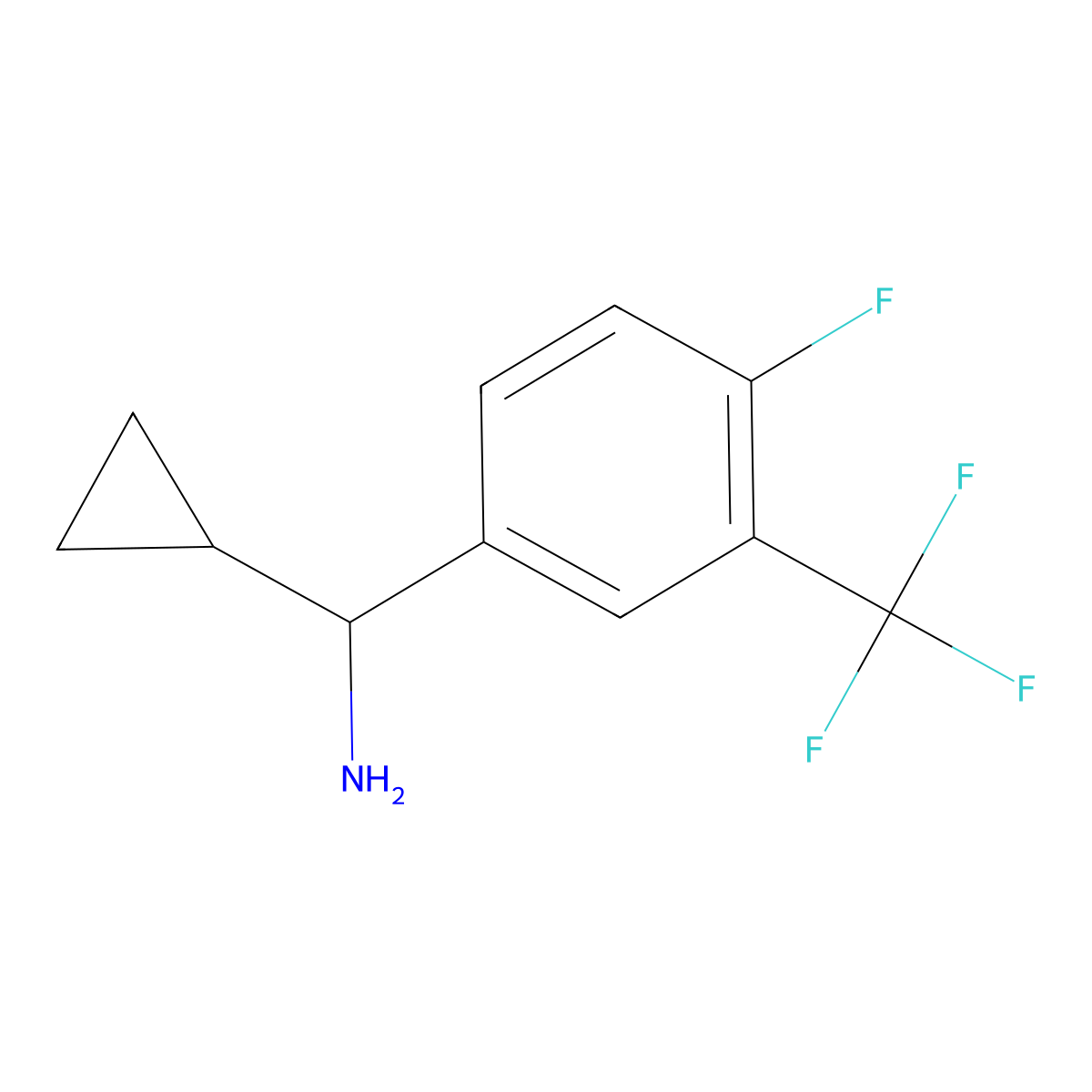 (S)-Cyclopropyl(4-fluoro-3-(trifluoromethyl)phenyl)methanamine molecular structure, CAS 1213101-10-0