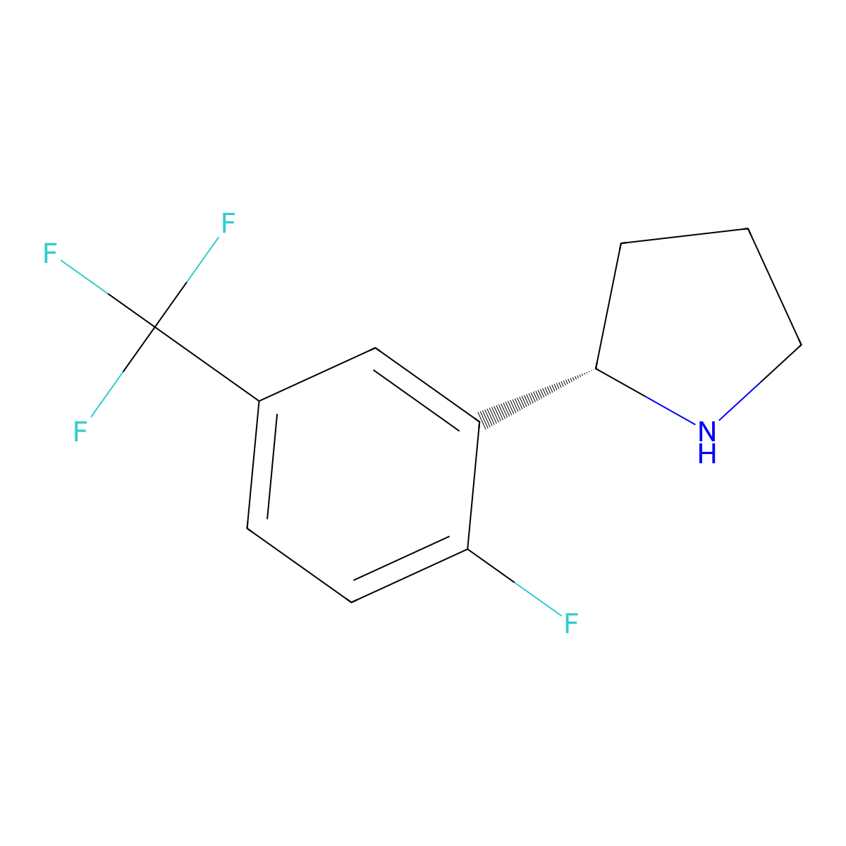 (S)-2-(2-Fluoro-5-(trifluoromethyl)phenyl)pyrrolidine molecular structure, CAS 1213103-78-6