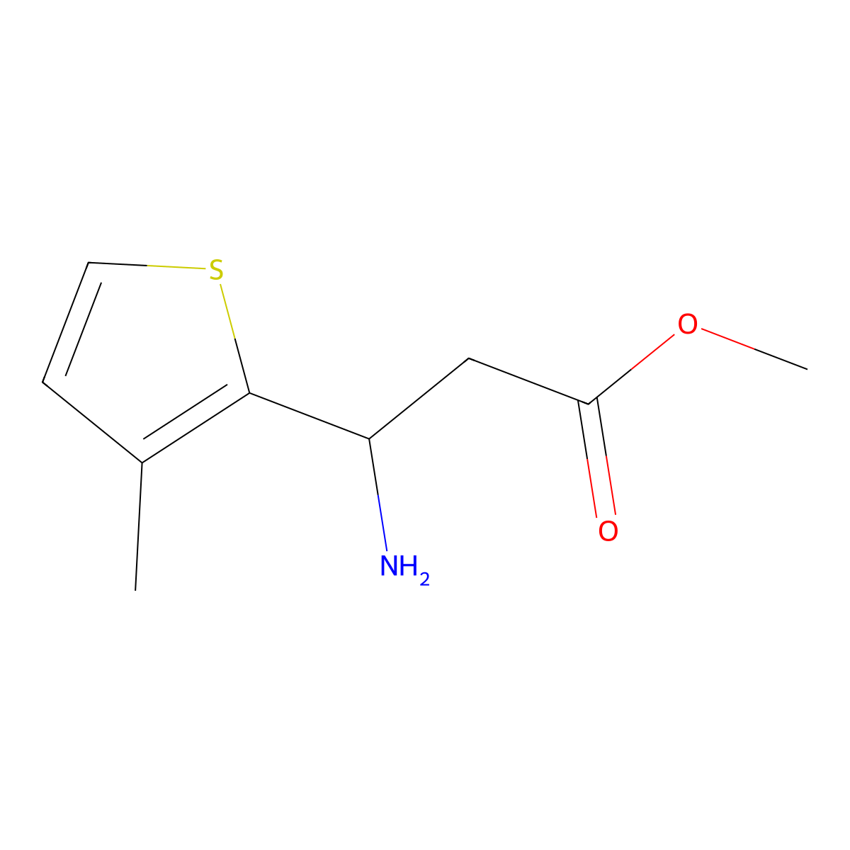 Methyl (r)-3-amino-3-(3-methylthiophen-2-yl)propanoate molecular structure, CAS 1213103-92-4
